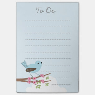 Post-it® Oiseau bleu dans l'arbre de fleur