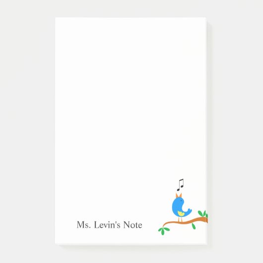 Post-it® Oiseau bleu de chant mignon sur le thème de (Devant)