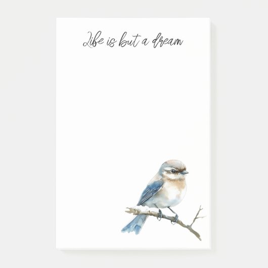 Post-it® Oiseau bleu sur une branche d'arbre (Devant)