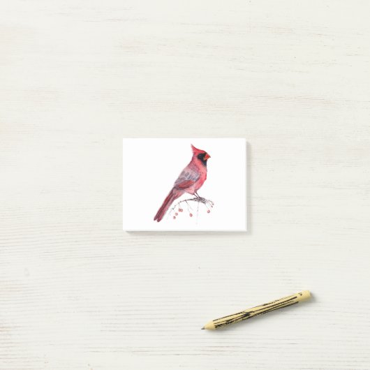Post-it® Oiseau cardinal rouge (Sur un bureau)