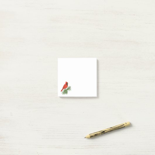 Post-it® Oiseau cardinal rouge sur pin (Sur un bureau)
