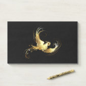 Post-it® Oiseau doré sur fond noir (Sur un bureau)