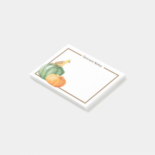 Post-it® Oiseau Jaune Doré Avec Citrouilles (Incliné)