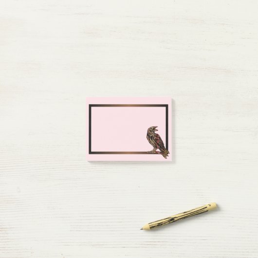 Post-it® Oiseau Noir Le Corbeau (Sur un bureau)