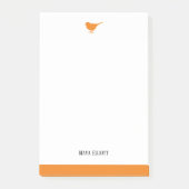 Post-it® Oiseau orange blanc et brillant avec bordure, nom (Devant)