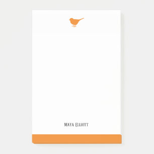 Post-it® Oiseau orange blanc et brillant avec bordure, nom