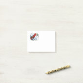 Post-it® oiseau rouge dans la neige (Sur un bureau)