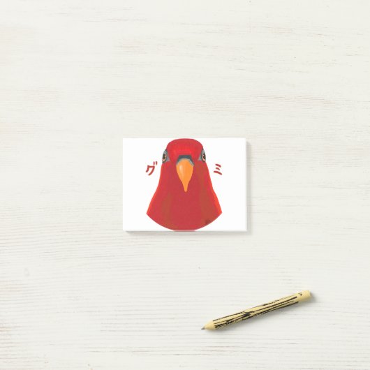 Post-it® Oiseau rouge "GUMI" (Sur un bureau)