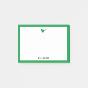 Post-it® Oiseau vert brillant et frontière avec blanc et no