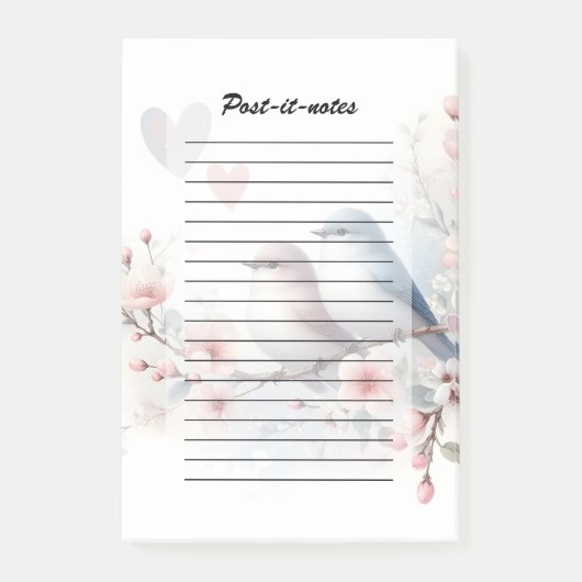 Post-it® Oiseaux d'amour de printemps Fleur de cerisier flo (Devant)