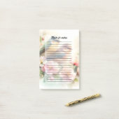 Post-it® Oiseaux de l'amour doux pastel de printemps Fleurs (Sur un bureau)