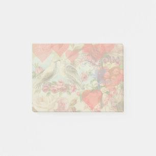 Post-it® Oiseaux de l'amour Vintage Antique Cœur