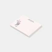 Post-it® Oiseaux roses et noirs sur une branche d'arbre (Incliné)