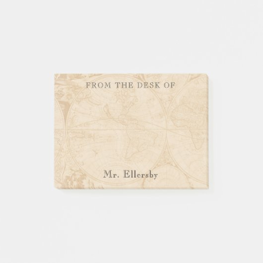 Post-it® Old World Map Ajouter un nom 4x3 (Devant)
