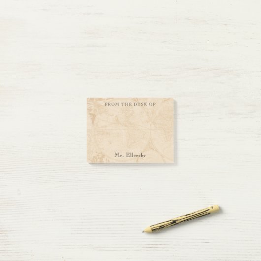 Post-it® Old World Map Ajouter un nom 4x3 (Sur un bureau)