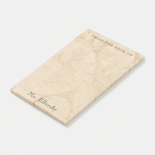 Post-it® Old World Map Ajouter un nom 4x6 (Incliné)