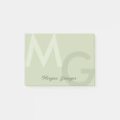 Post-it® Olive Green Minimal Clean Moderne Grand Monogramme (Devant)