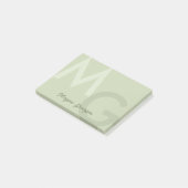 Post-it® Olive Green Minimal Clean Moderne Grand Monogramme (Incliné)