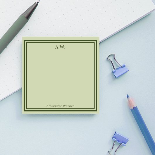 Post-it® Olive Green Monogramme