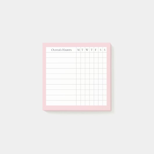 Post-it® Olivia Personalized Habit Tracker in Blush (Devant)