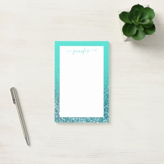 Post-it® Ombre Turquoise et Parties scintillant Turquoise p (Bureau)