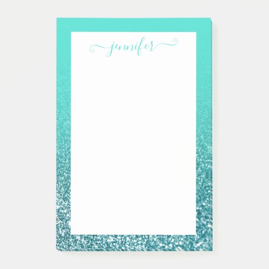 Post-it® Ombre Turquoise et Parties scintillant Turquoise p (Devant)
