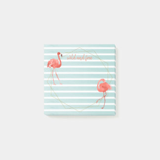 Post-it® Or de corail vivant de rayure bleue de Flamant