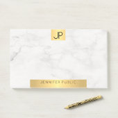 Post-it® Or Et Marbre Élégant Initiales Modernes Modèle (Sur un bureau)