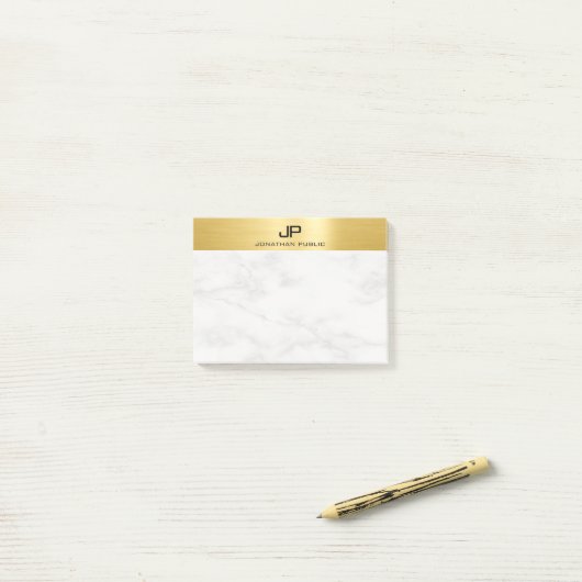 Post-it® Or et marbre Moderne Monogramme Modèle initial (Sur un bureau)
