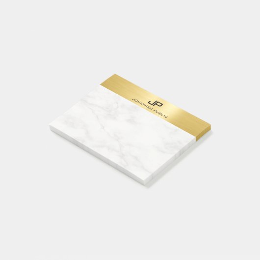 Post-it® Or et marbre Moderne Monogramme Modèle initial (Incliné)