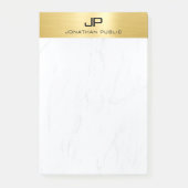 Post-it® Or & Marble Moderne Simple Monogramme Modèle (Devant)