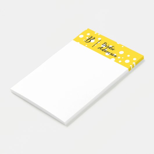 Post-it® Or Noir Monogramme Initial, Nom Élégant Tendance (Incliné)