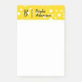 Post-it® Or Noir Monogramme Initial, Nom Élégant Tendance (Devant)