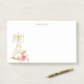 Post-it® Or rose chic parisien Monogramme (Sur un bureau)