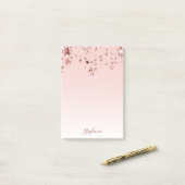 Post-it® or rose étoiles cuivre ombre blanc pastel (Sur un bureau)