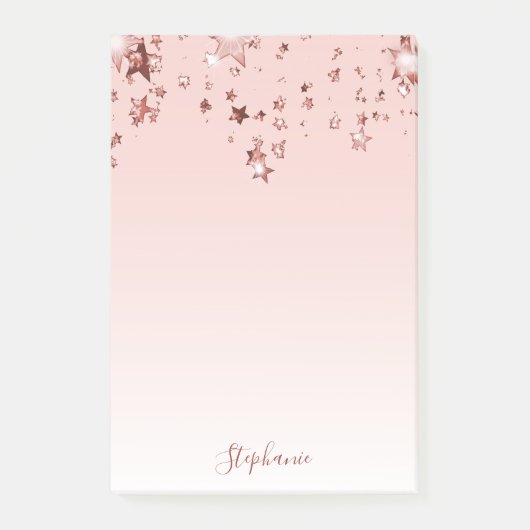 Post-it® or rose étoiles cuivre ombre blanc pastel (Devant)