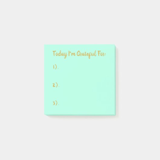 Post-it® Or Simple Sur Gratitude Turquoise Légère (Devant)