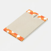 Post-it® Orange Blanc Carreaux Kraft Rustique Monogramme In (Incliné)