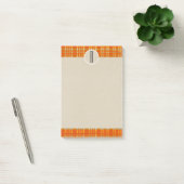 Post-it® Orange Carreaux & Marron Kraft Monogramme Initial (Bureau)