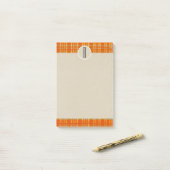 Post-it® Orange Carreaux & Marron Kraft Monogramme Initial (Sur un bureau)