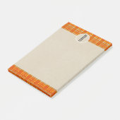 Post-it® Orange Carreaux & Marron Kraft Monogramme Initial (Incliné)