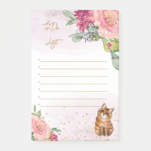 Post-it® Orange Chat Et Fleurs Fille À Faire Liste