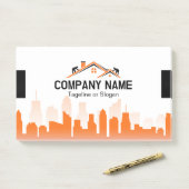 Post-it® Orange Cityscape Home Builder Construction (Sur un bureau)
