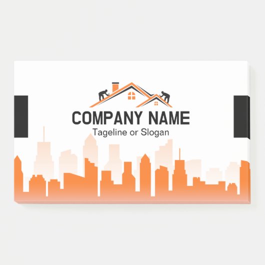 Post-it® Orange Cityscape Home Builder Construction (Devant)