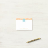 Post-it® Orange Diamonds Motif et Aqua Monogram (Sur un bureau)