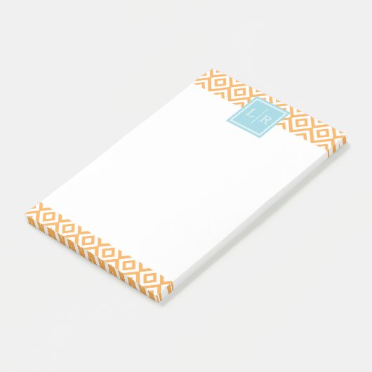 Post-it® Orange Diamonds Motif et Monogramme (Incliné)
