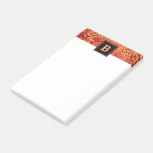 Post-it® Orange feuille or feuille motif monogramme moderne (Incliné)