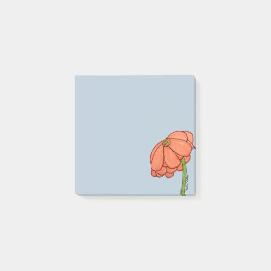 Post-it® Orange Flower with Blue background (Devant)