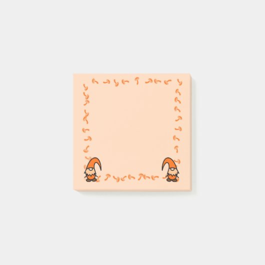 Post-it® Orange Gnomes with Mushrooms Post it Notes (Devant)