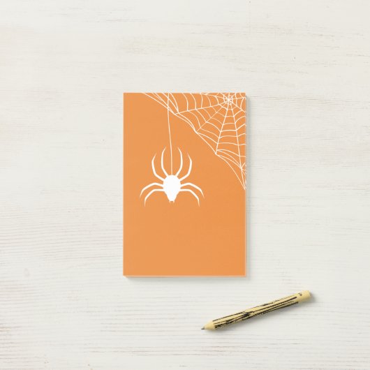 Post-it® Orange Halloween Spiderweb (Sur un bureau)